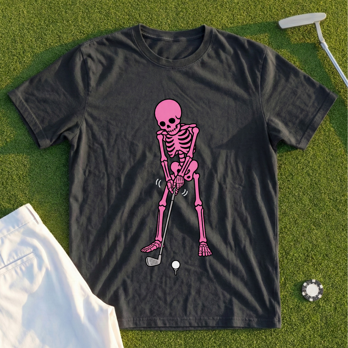 Pink Skeleton's Grip Check Tee