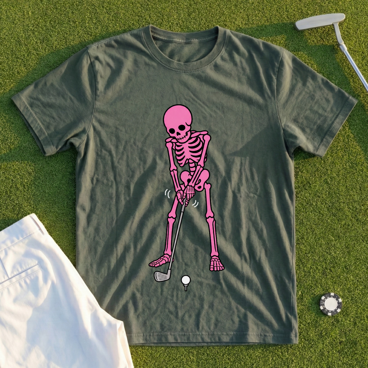 Pink Skeleton's Grip Check Tee