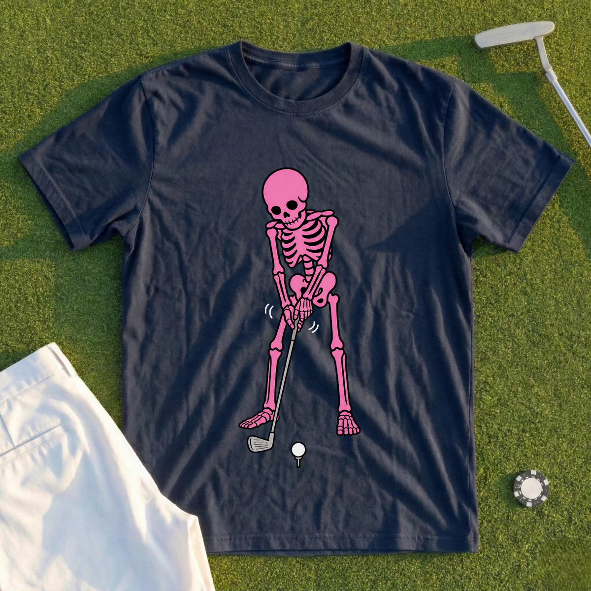 Pink Skeleton's Grip Check Tee