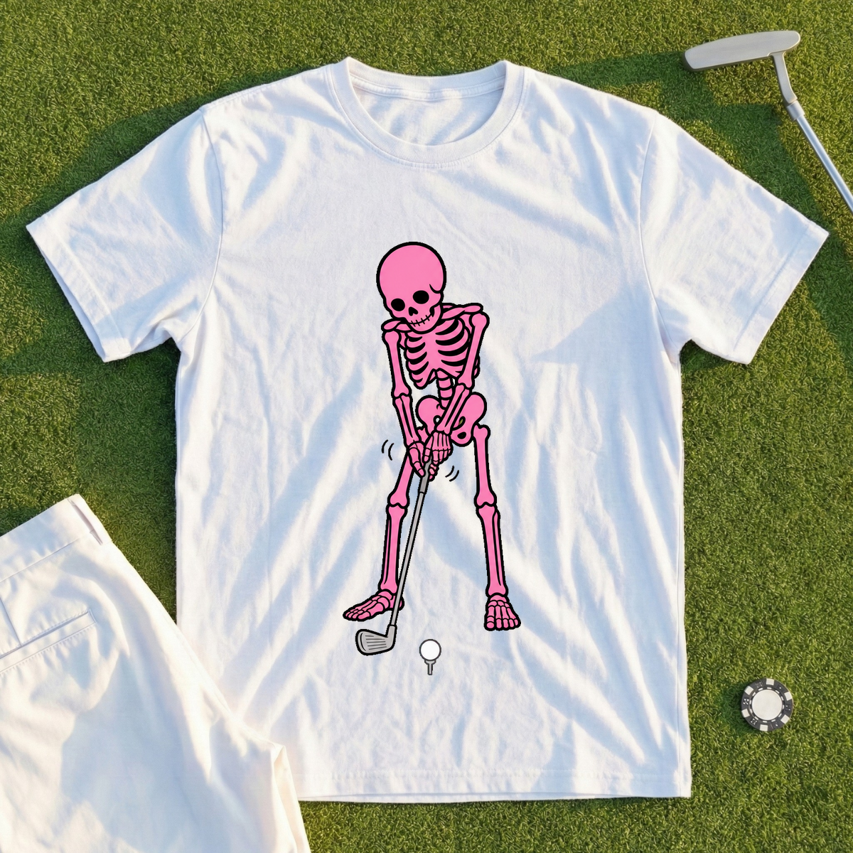 Pink Skeleton's Grip Check Tee