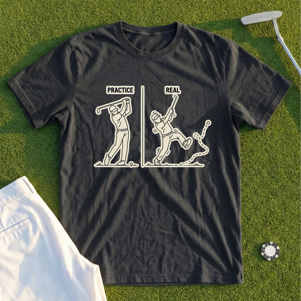 Practice Swing vs. Real Swing Tee