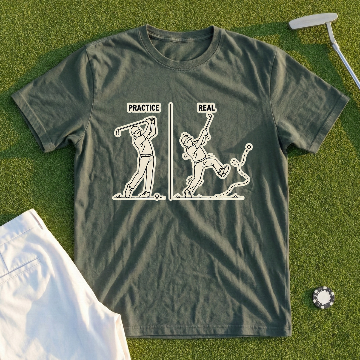 Practice Swing vs. Real Swing Tee