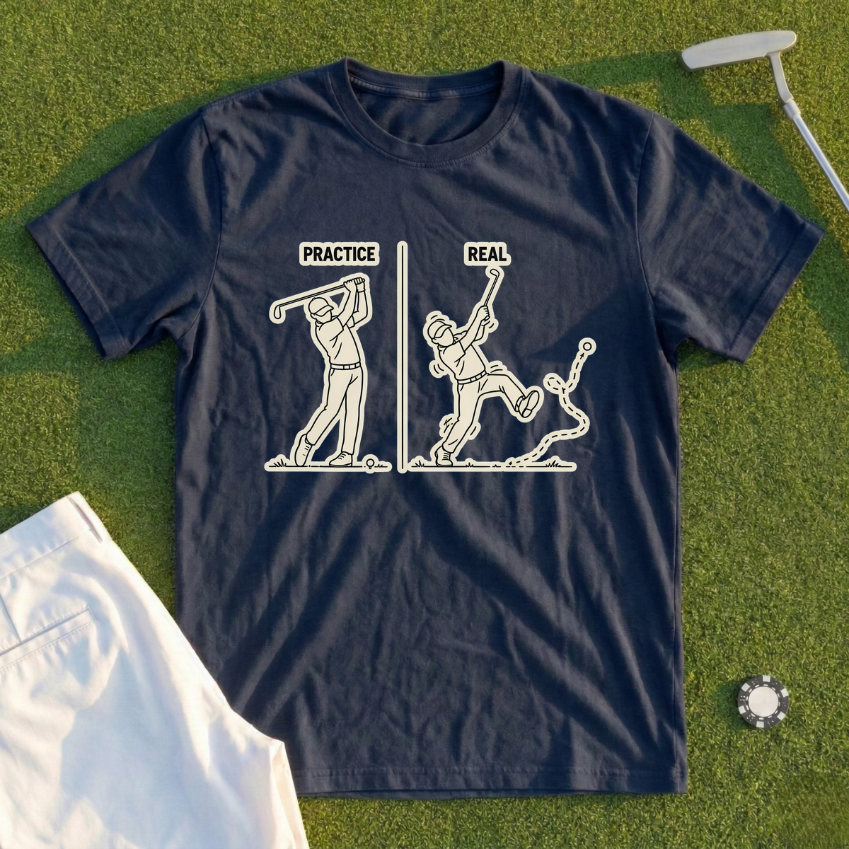 Practice Swing vs. Real Swing Tee