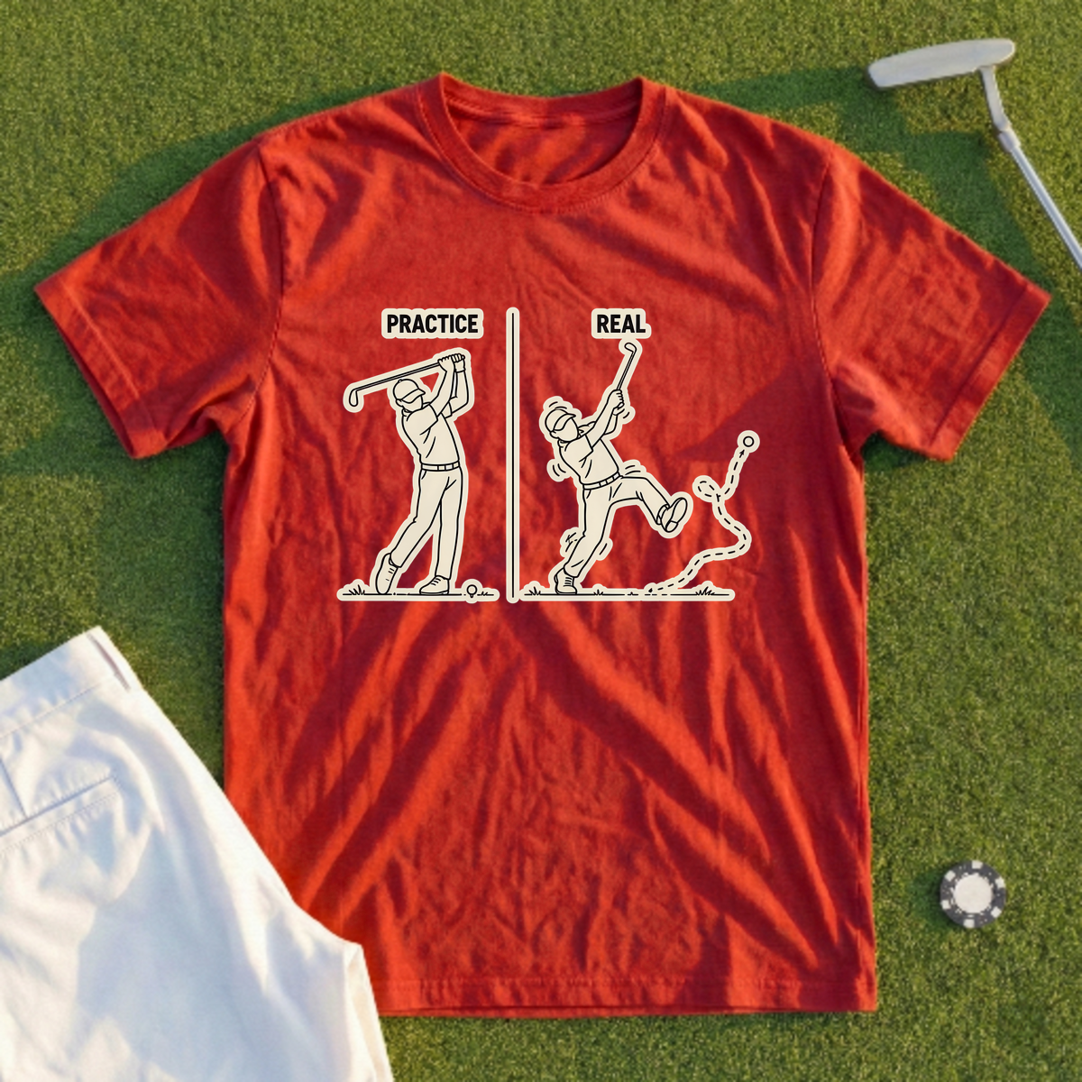 Practice Swing vs. Real Swing Tee