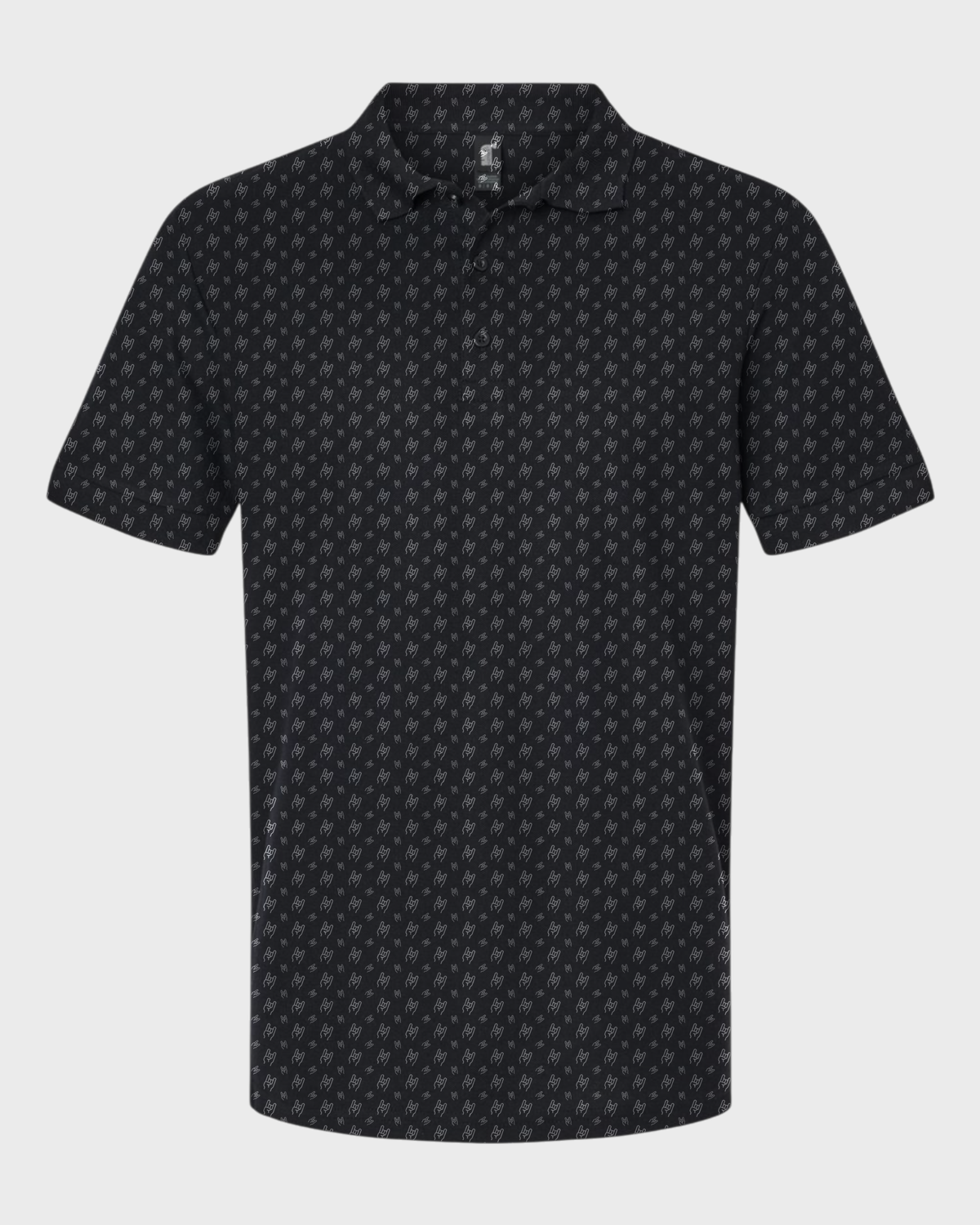 Rock On Performance Print Polo, all-over print, flat lay