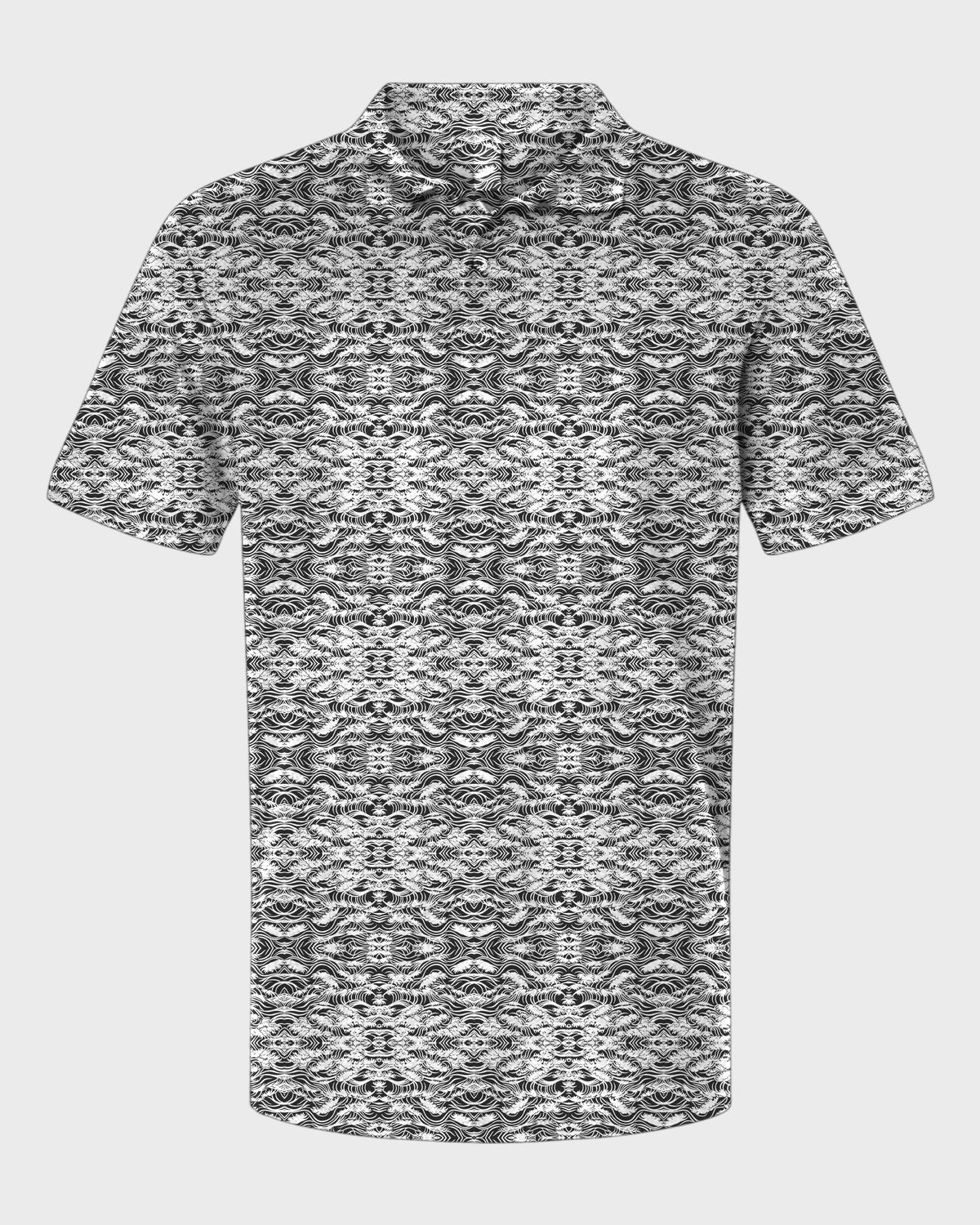 Great Wave Ink Performance Print Polo, all-over print, flat lay
