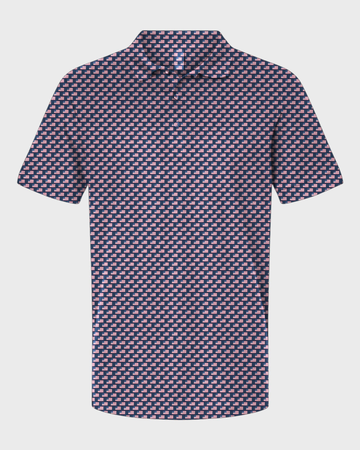 Old Glory Performance Print Polo, all-over print, flat lay