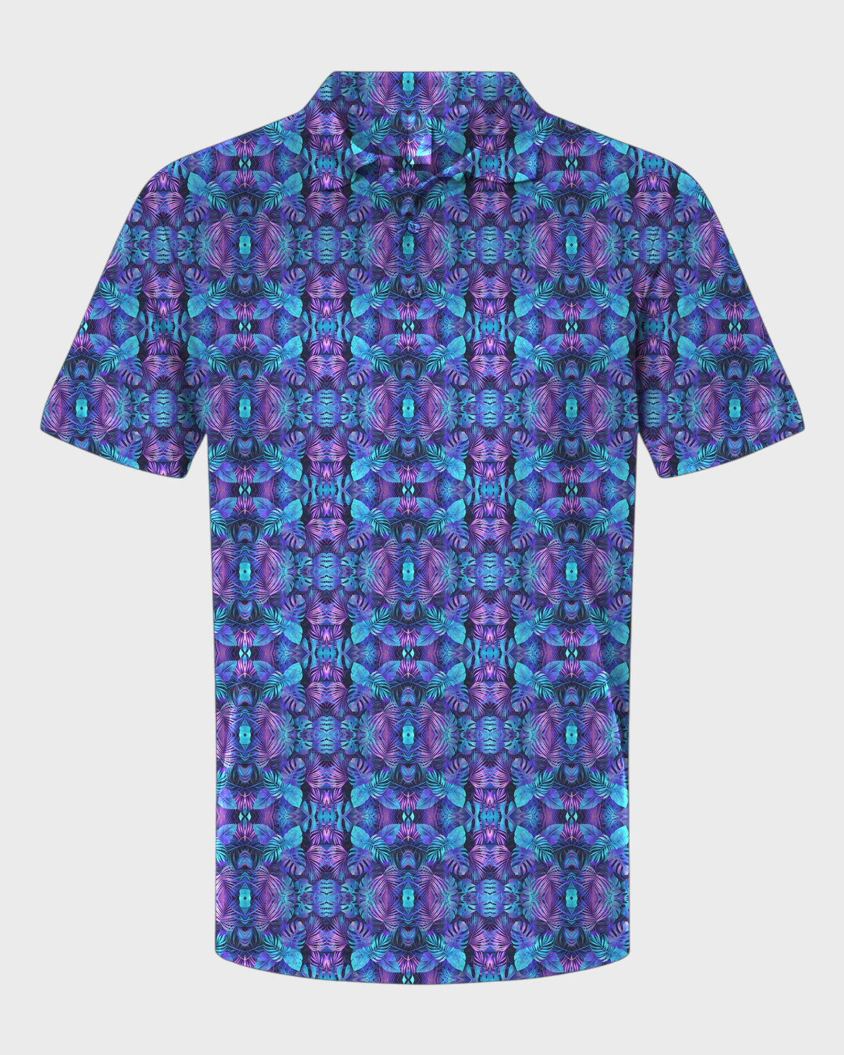 Neon Jungle Performance Print Polo, all-over print, flat lay