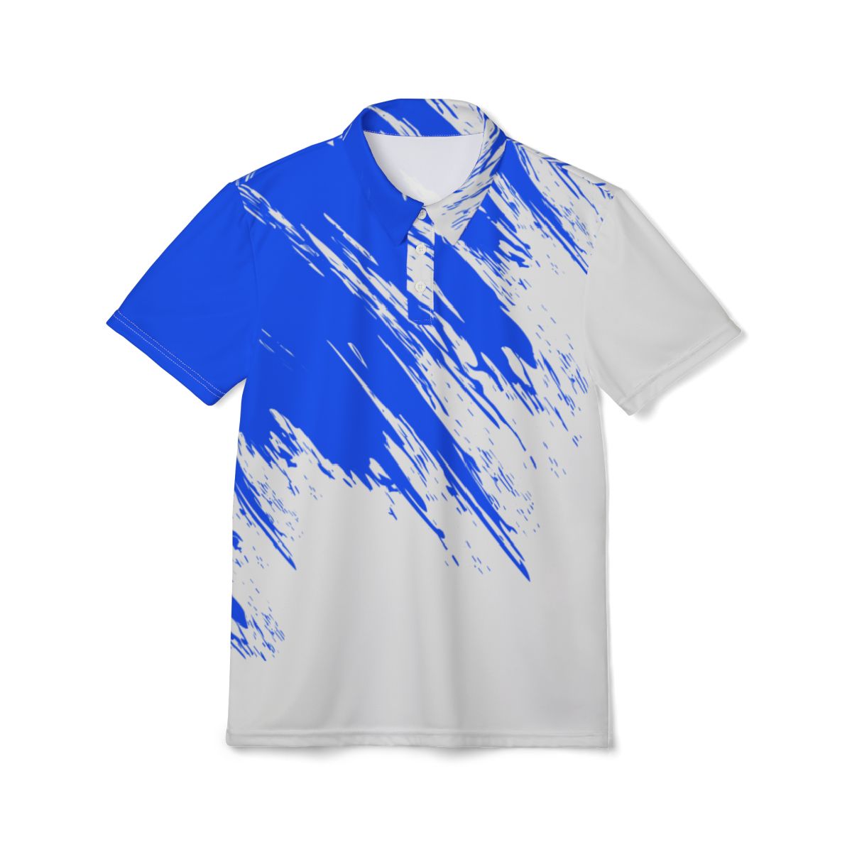 Blue Flash Performance Print Polo, all-over print, flat lay