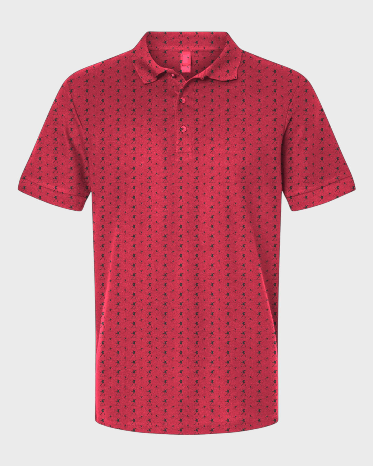 Club Thrower Performance Print Polo, all-over print, flat lay