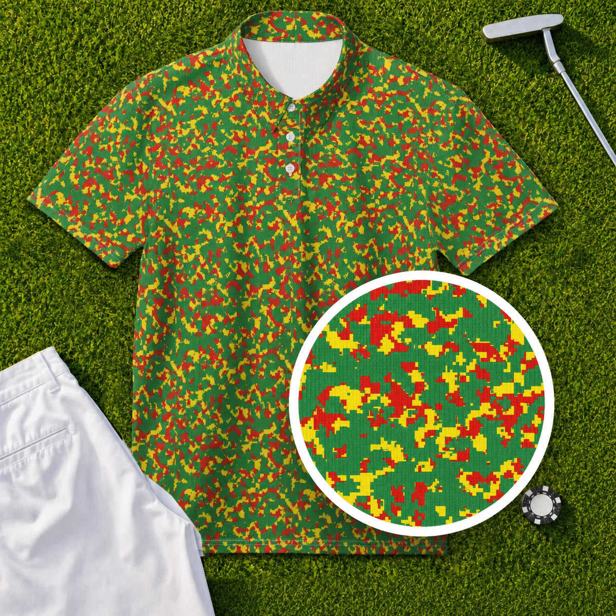 Rasta Camo Performance Print Polo