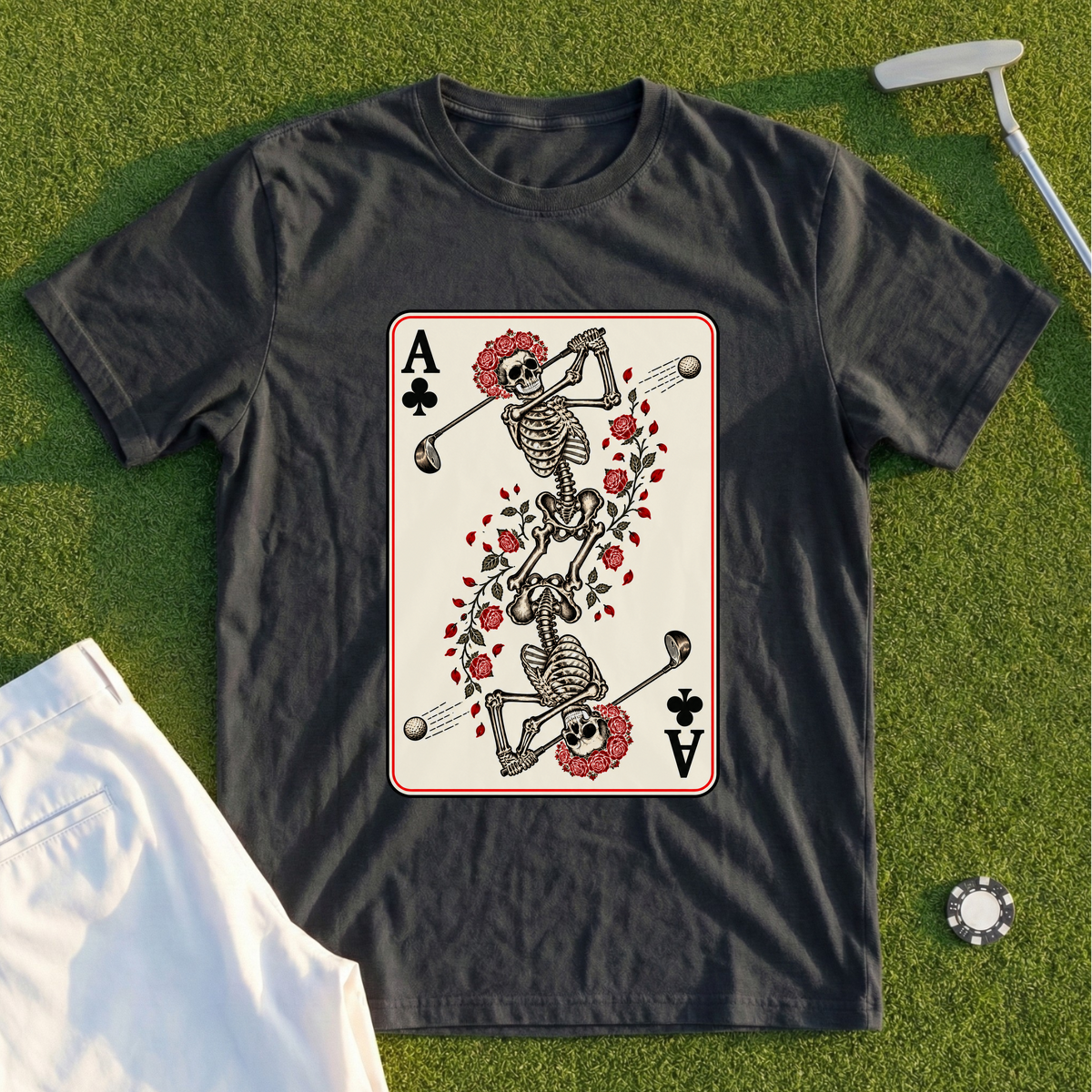Rose Skeleton Ace Of Clubs Tee