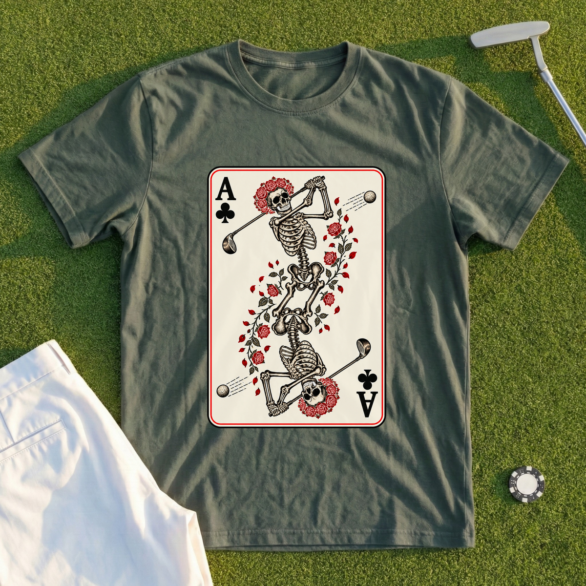 Rose Skeleton Ace Of Clubs Tee