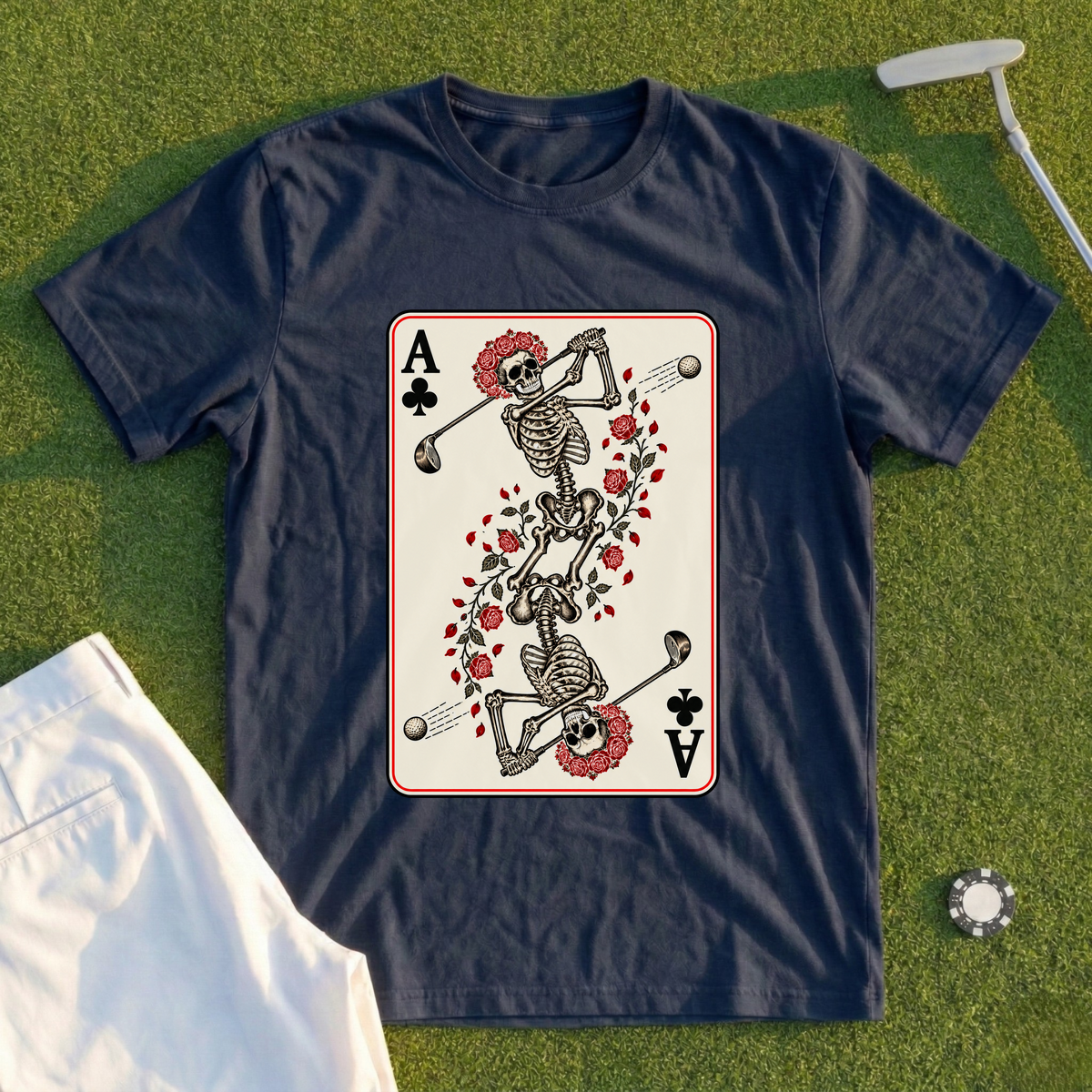Rose Skeleton Ace Of Clubs Tee