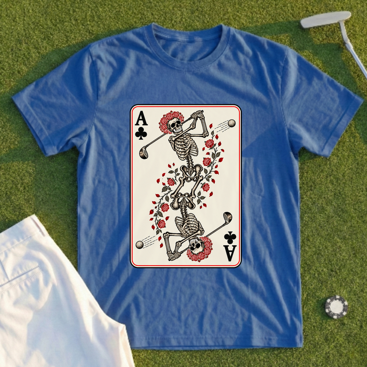 Rose Skeleton Ace Of Clubs Tee