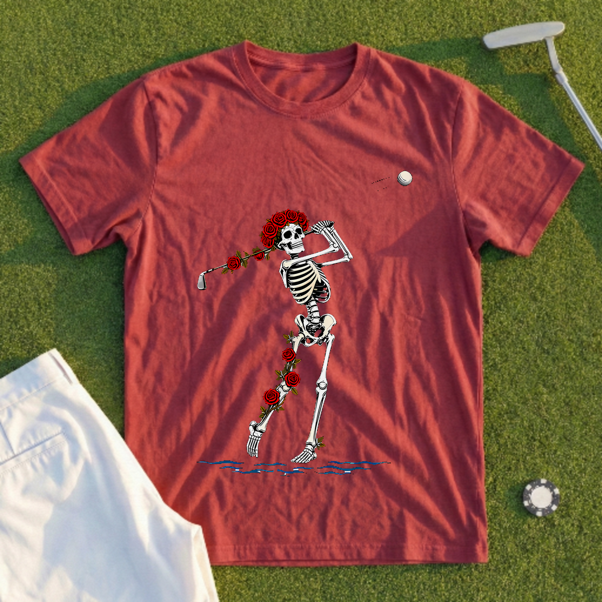 Rose Skeleton Approach Over Water Tee
