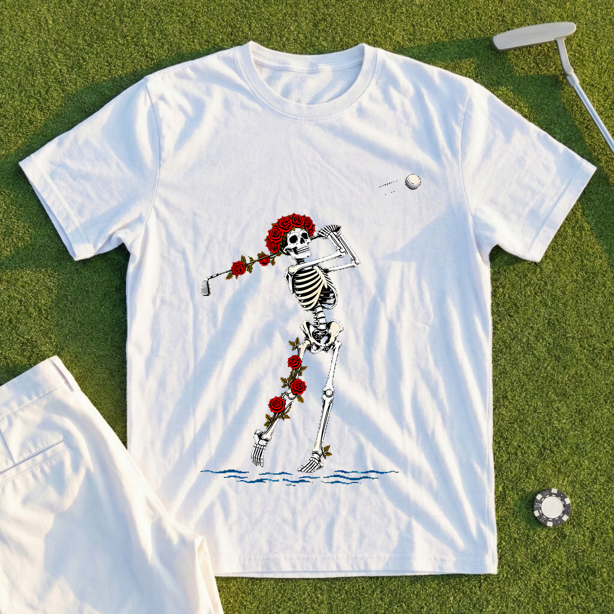 Rose Skeleton Approach Over Water Tee
