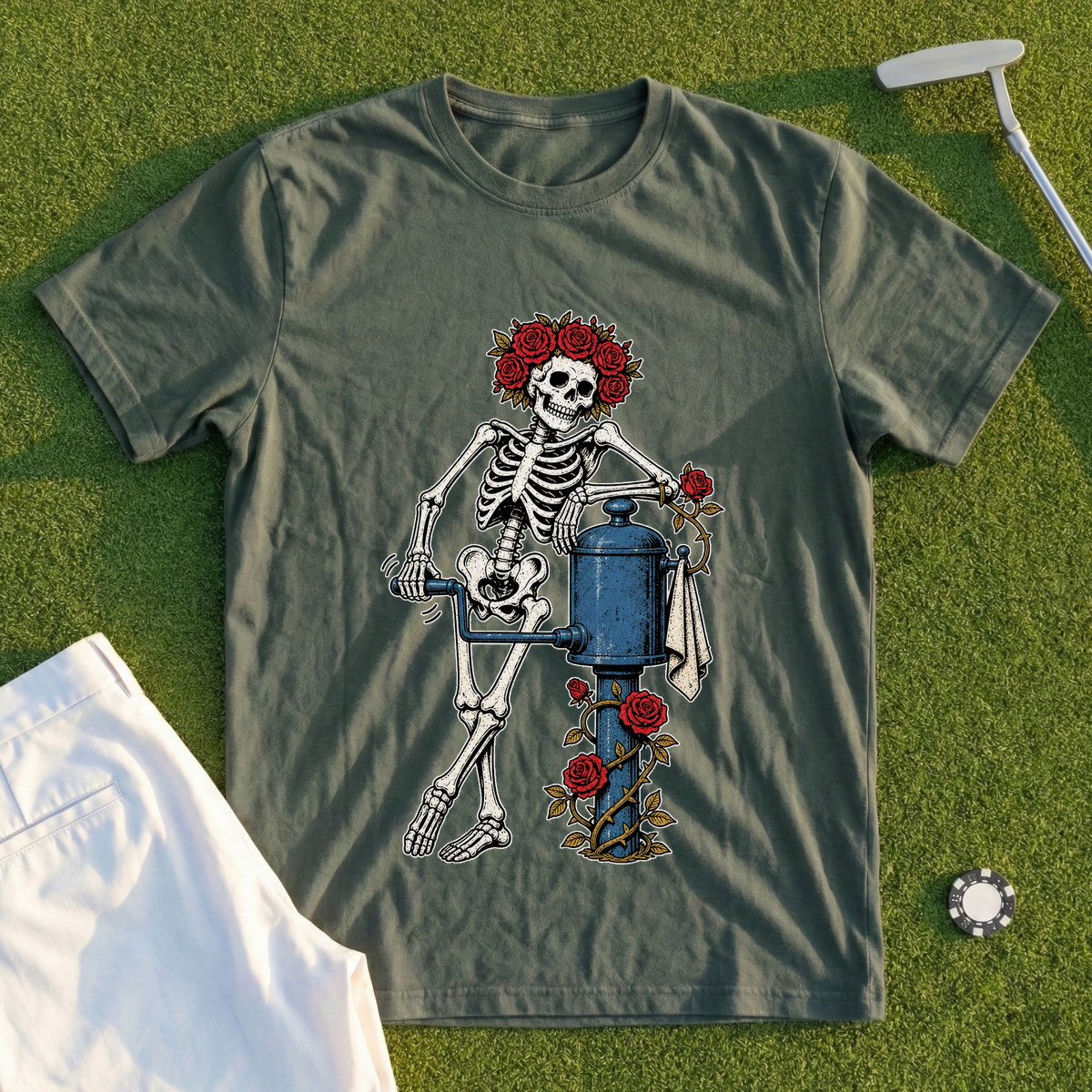 Rose Skeleton Ball Washer Tee