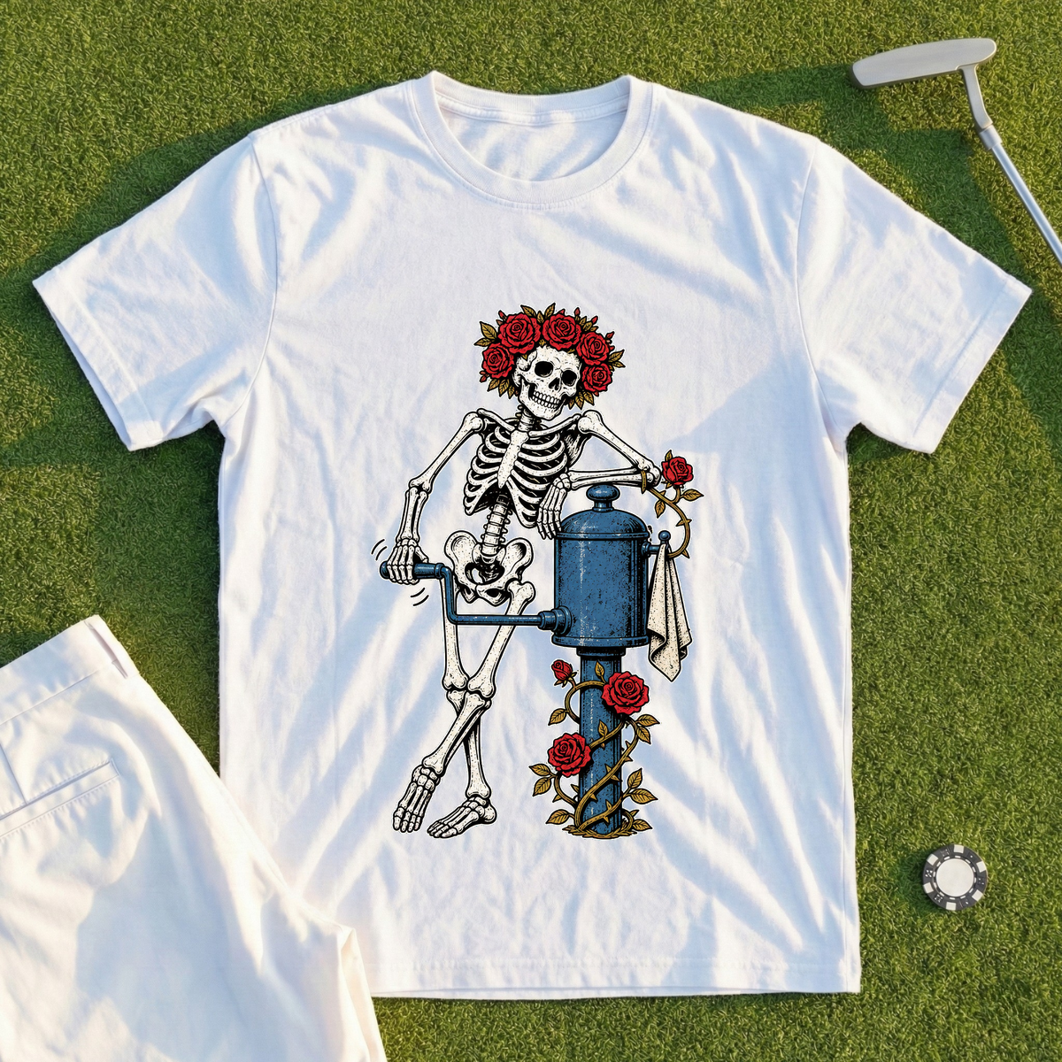 Rose Skeleton Ball Washer Tee