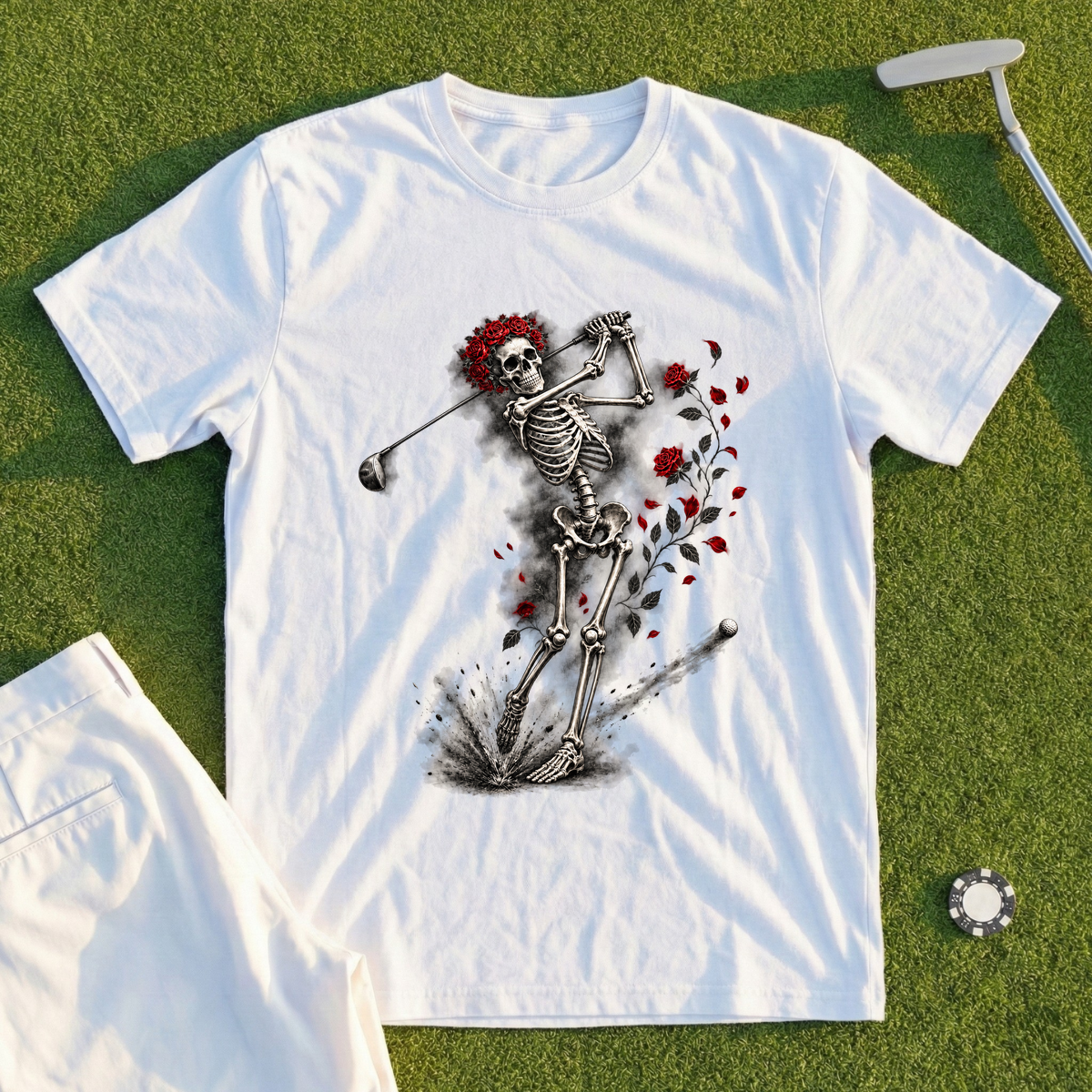 Rose Skeleton Charcoal Tee
