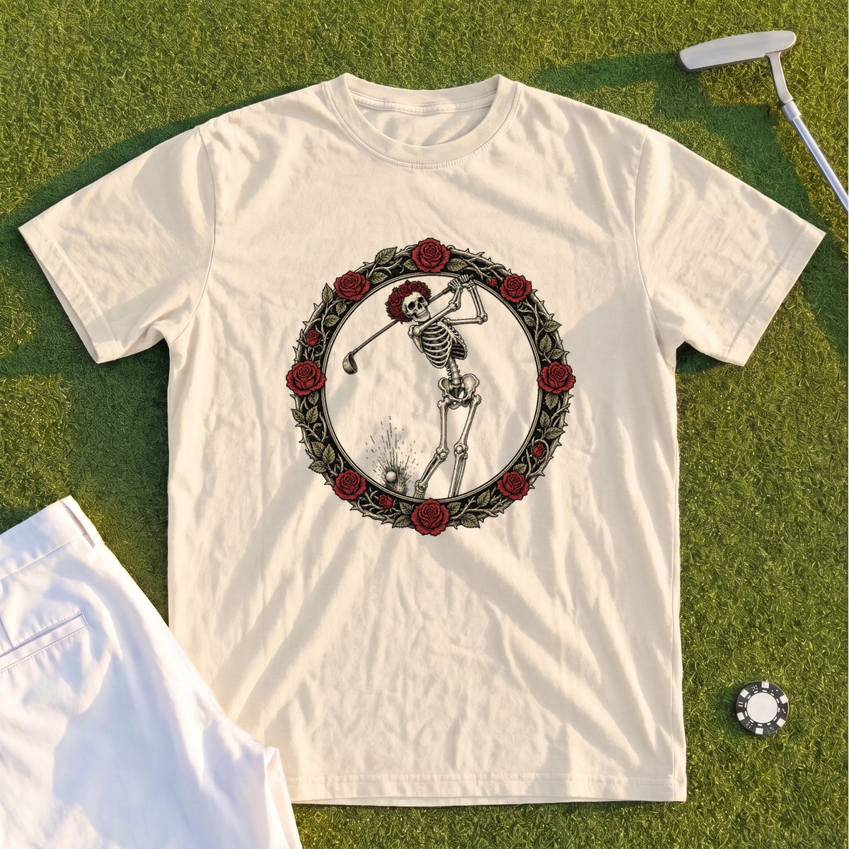Rose Skeleton Crest Premium Tee
