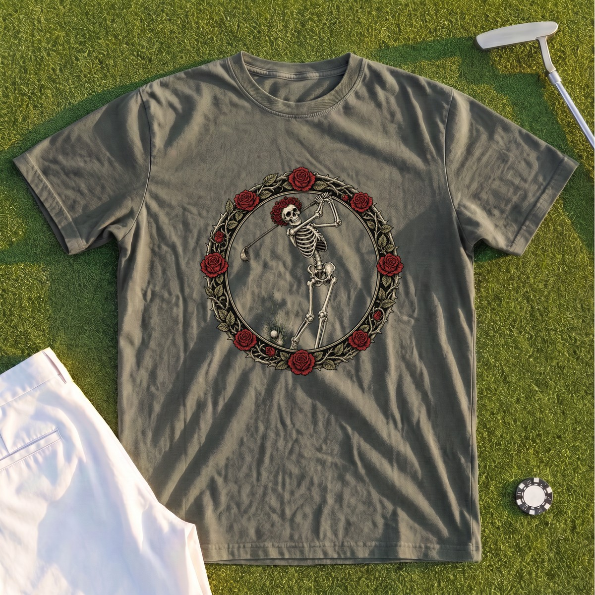 Rose Skeleton Crest Premium Tee
