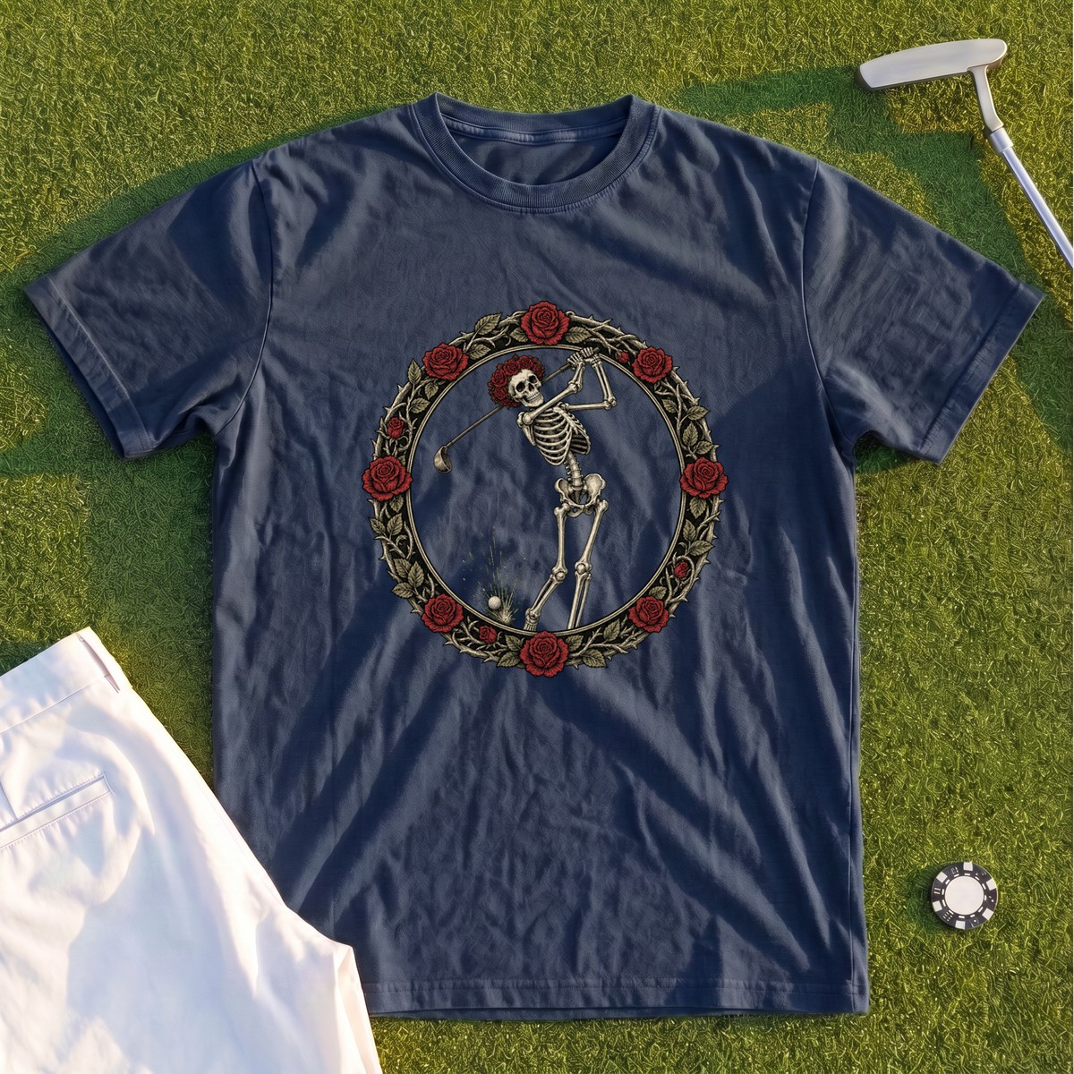 Rose Skeleton Crest Premium Tee