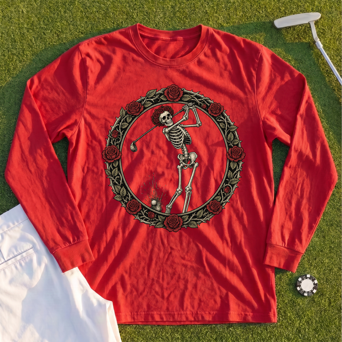 Rose Skeleton Crest Long Sleeve Tee