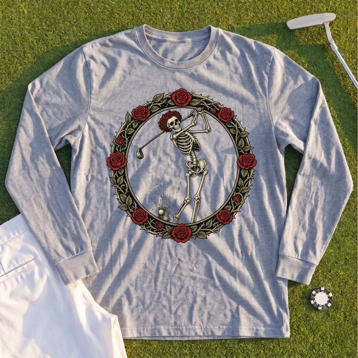 Rose Skeleton Crest Long Sleeve Tee