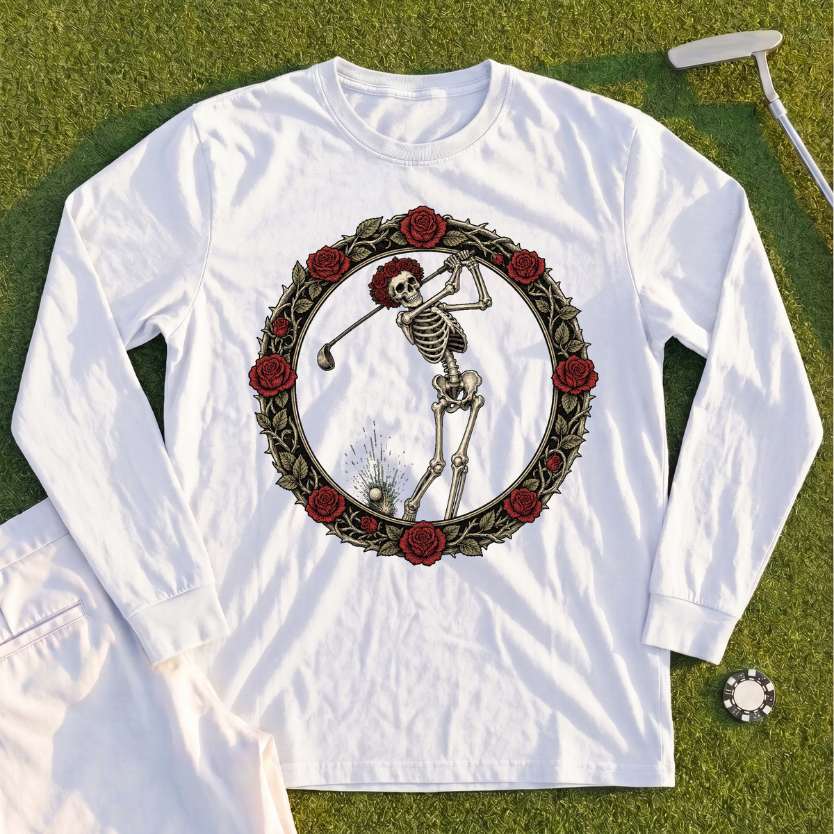 Rose Skeleton Crest Long Sleeve Tee