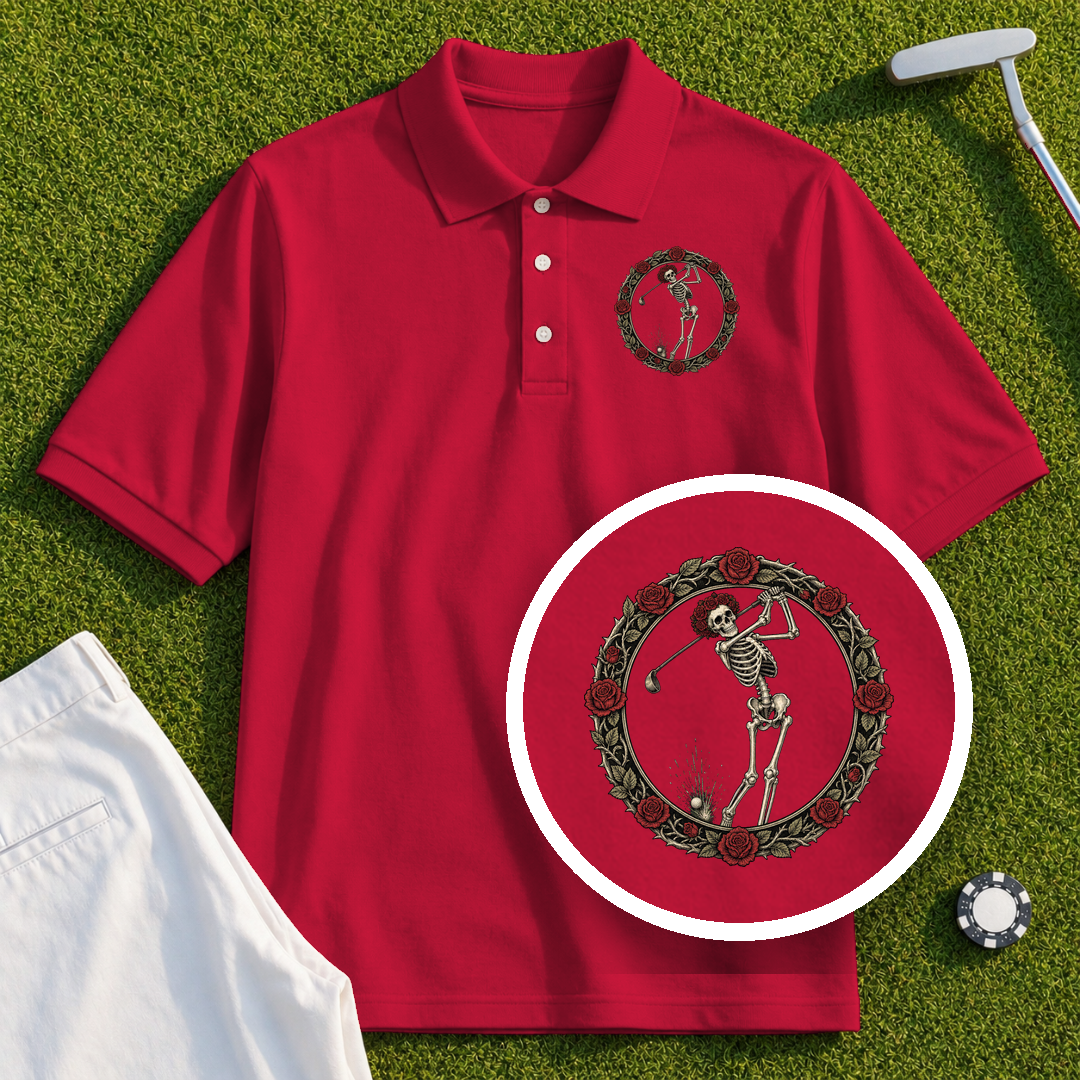 Rose Skeleton Crest Performance Polo