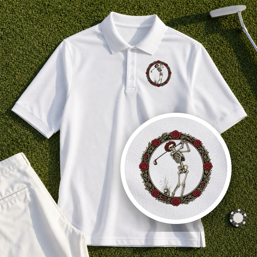 Rose Skeleton Crest Performance Polo