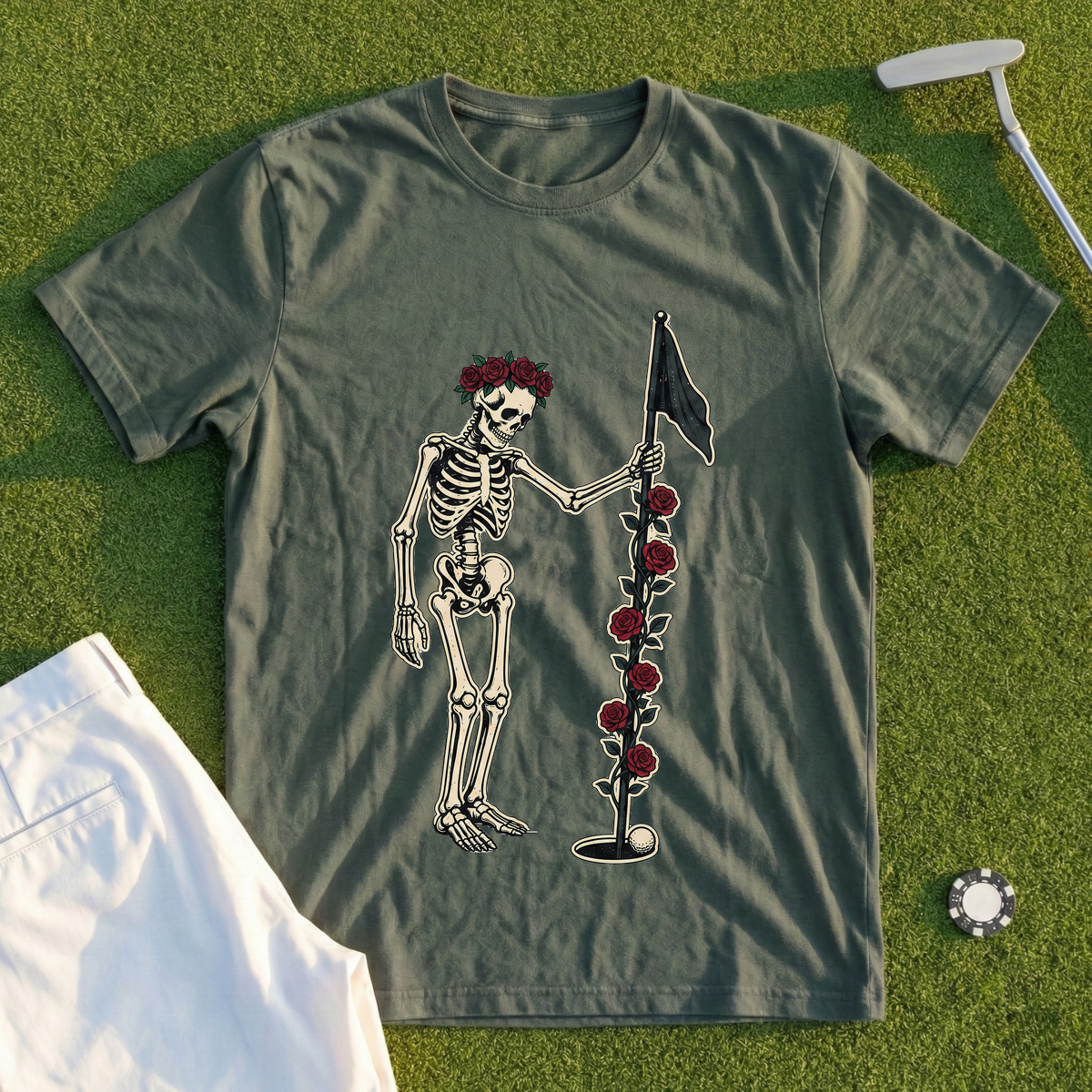 Rose Skeleton Flagstick Tee