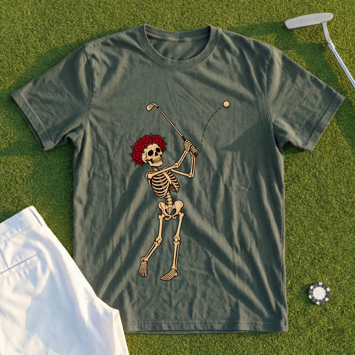 Rose Skeleton Flop Shot Tee