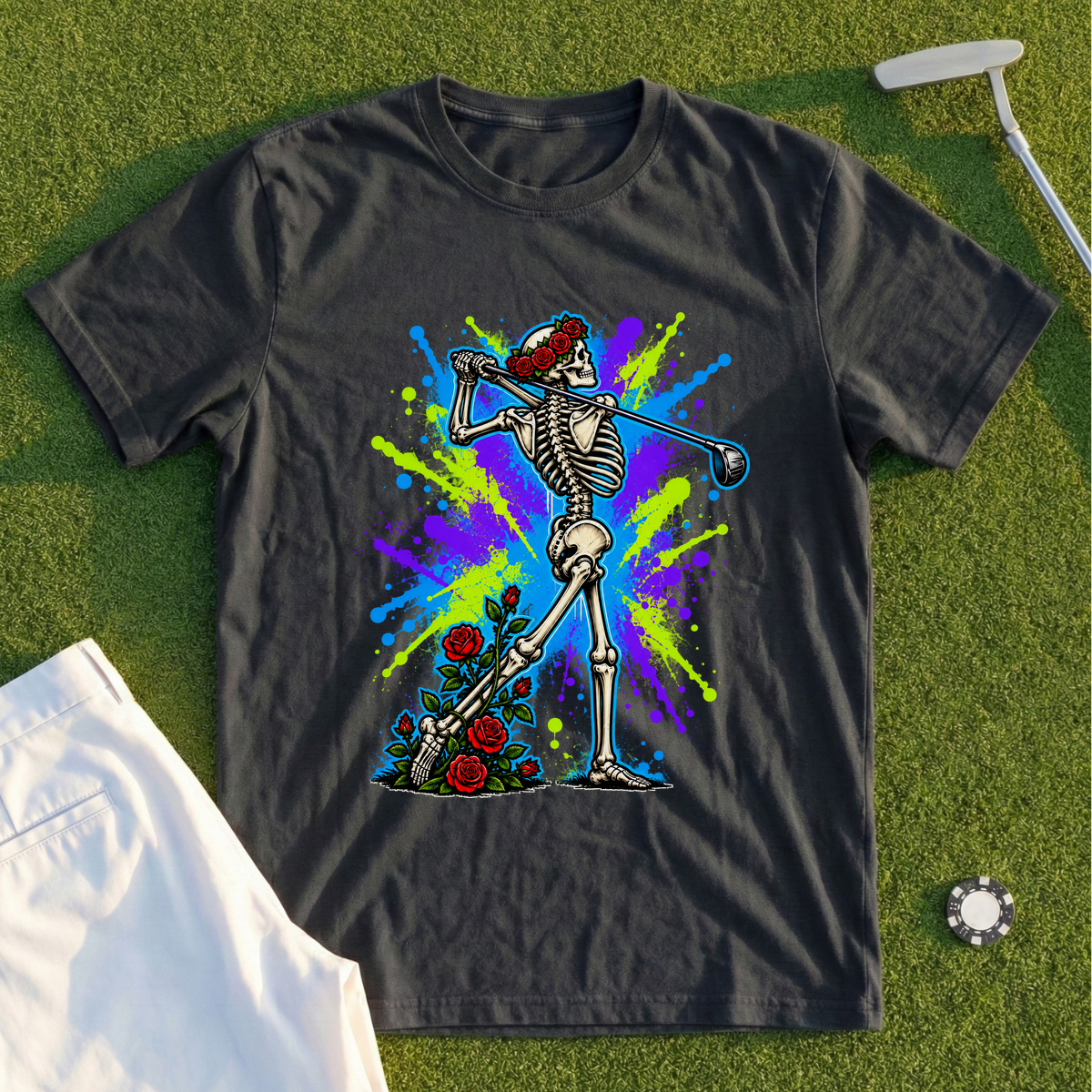 Rose Skeleton Follow Through Graffiti Tee