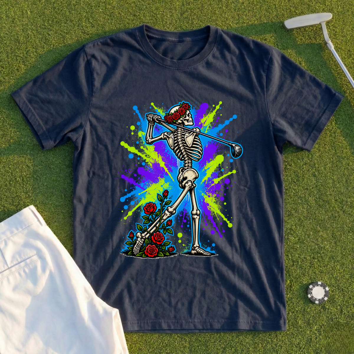 Rose Skeleton Follow Through Graffiti Tee