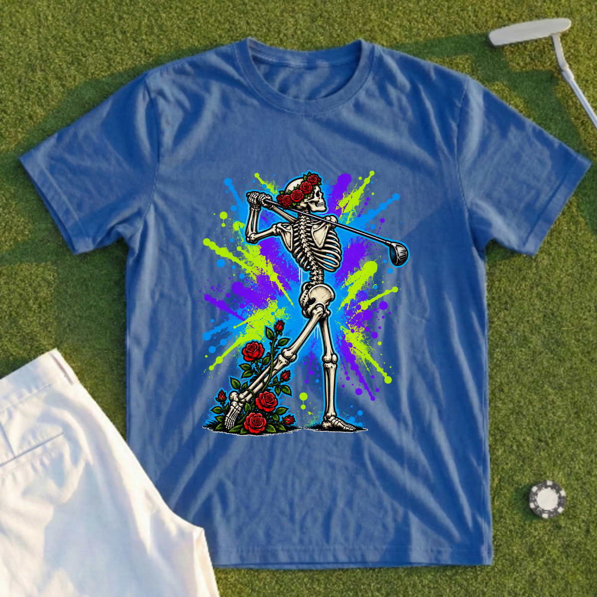Rose Skeleton Follow Through Graffiti Tee
