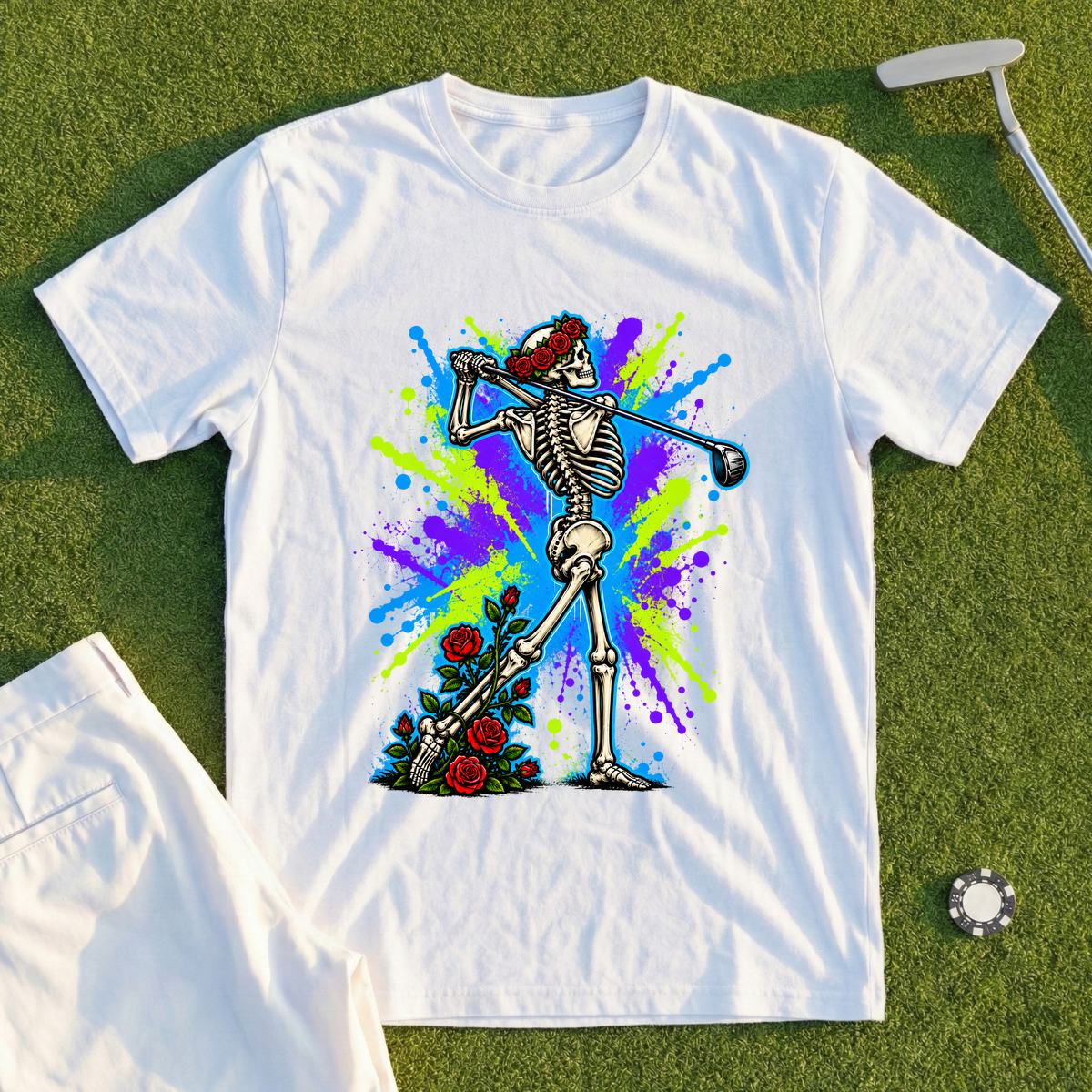 Rose Skeleton Follow Through Graffiti Tee