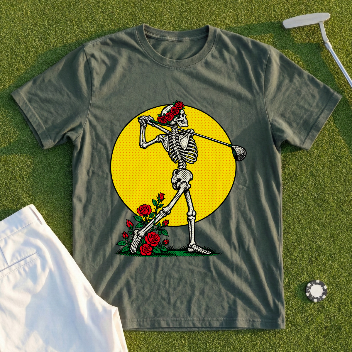Rose Skeleton Follow Through Pop Art Tee