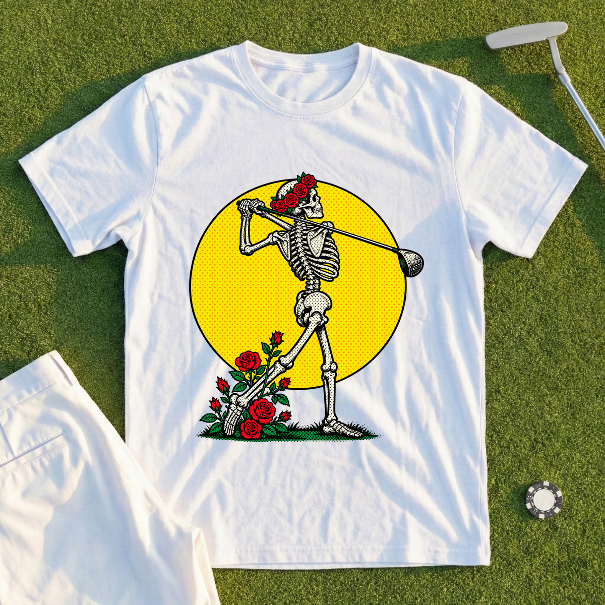 Rose Skeleton Follow Through Pop Art Tee