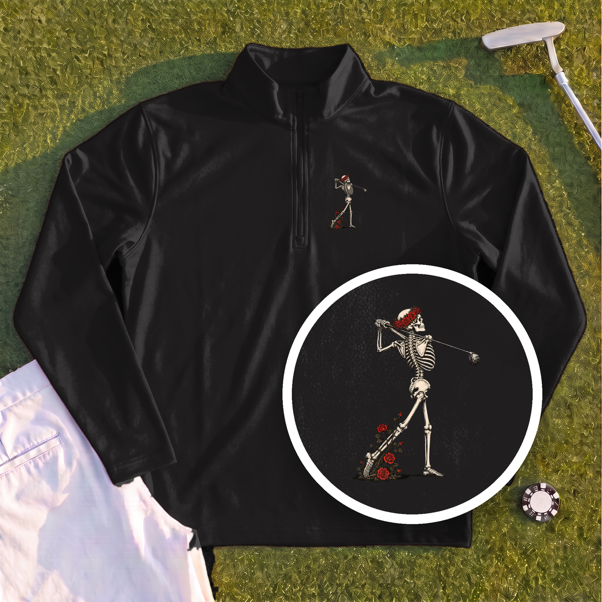 Rose Skeleton Follow Through Quarter Zip