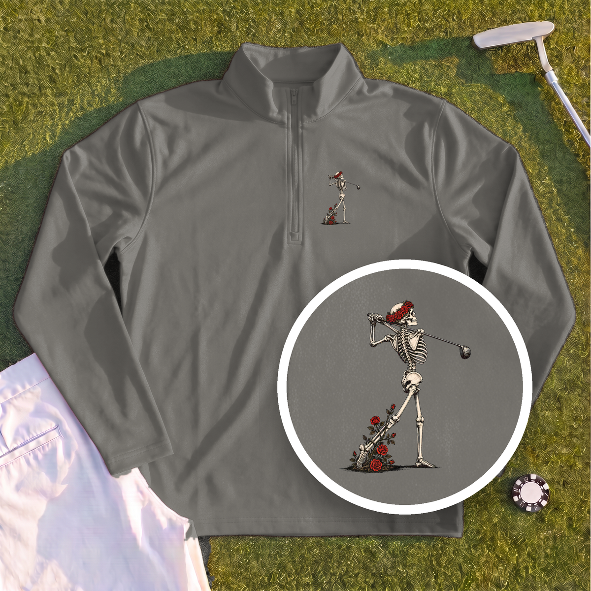 Rose Skeleton Follow Through Quarter Zip