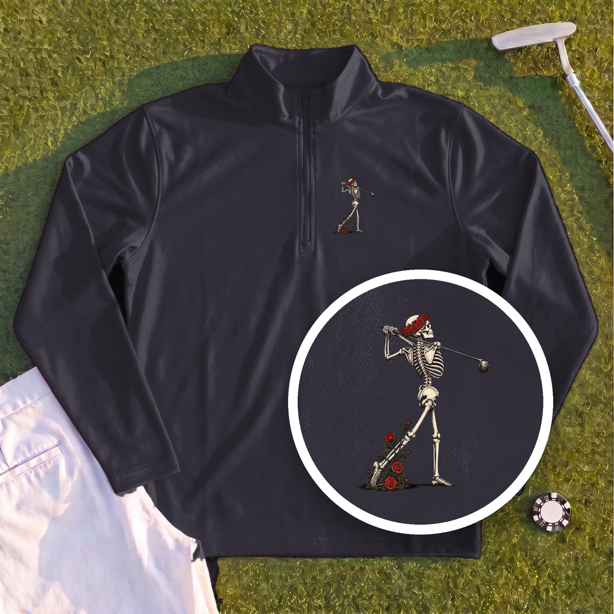 Rose Skeleton Follow Through Quarter Zip