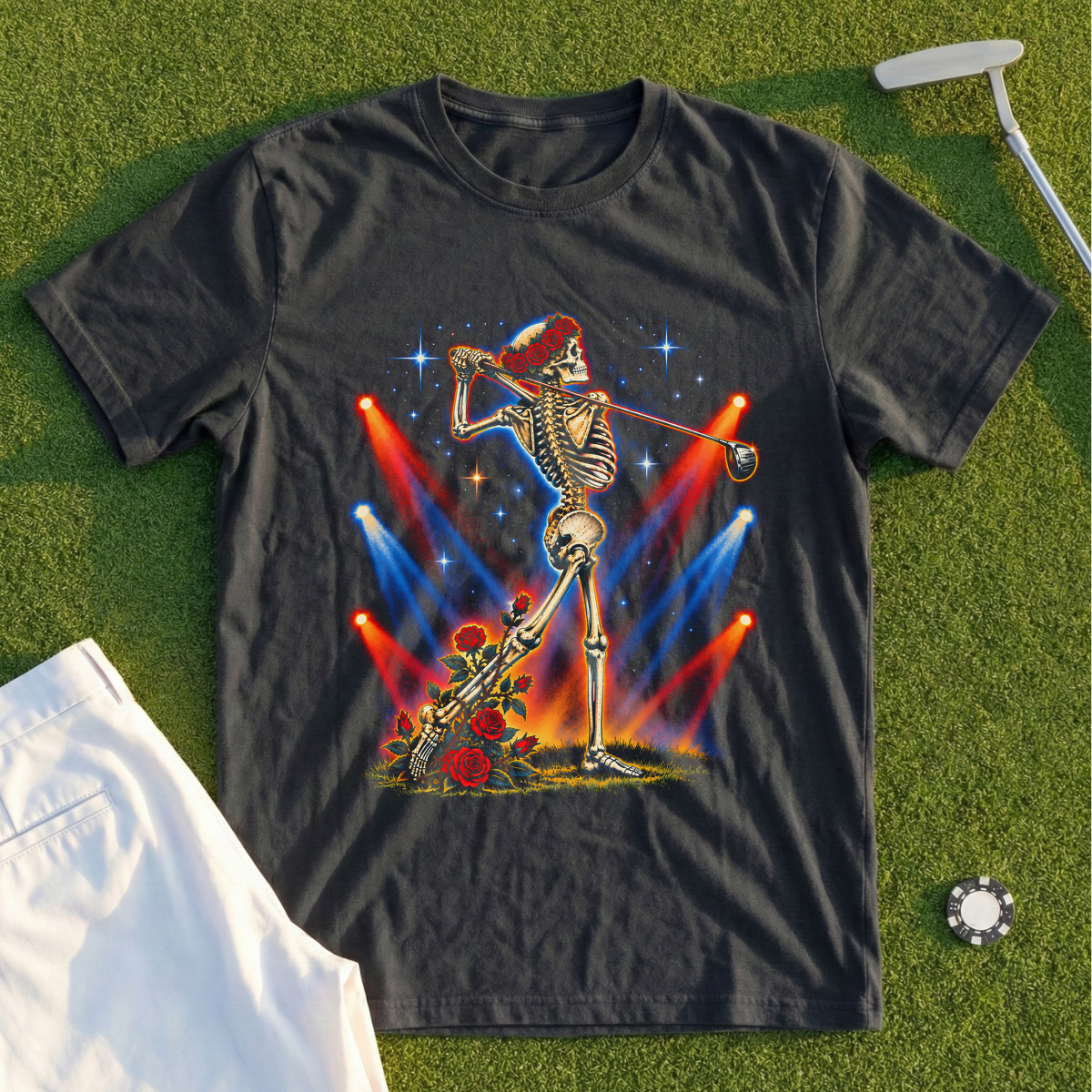 Rose Skeleton Follow Through Rock Tour Tee