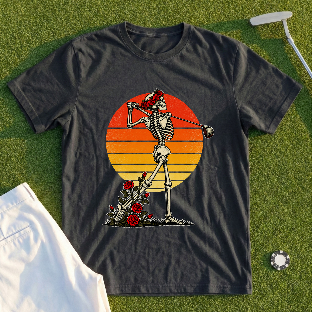 Rose Skeleton Follow Through Sunset Tee