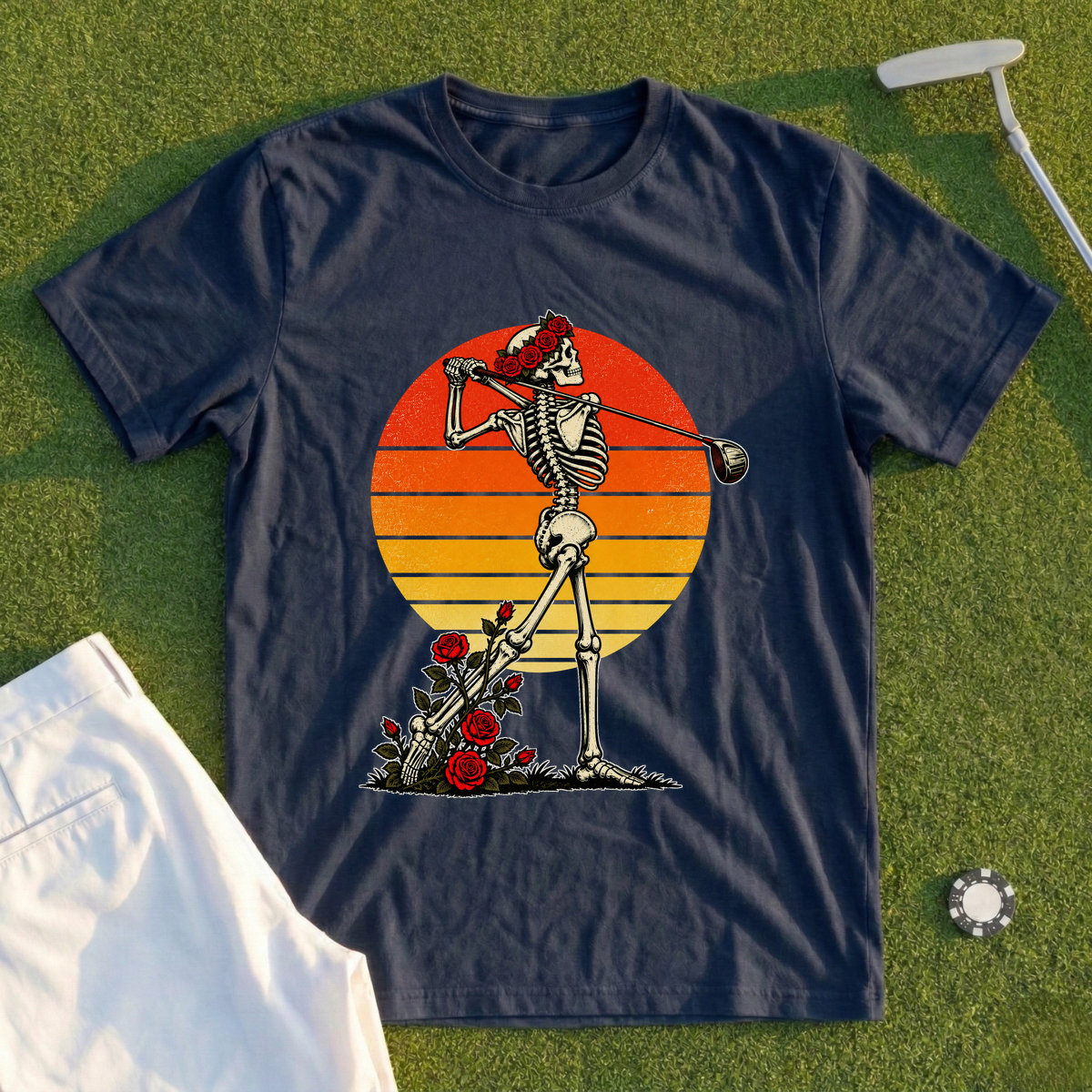 Rose Skeleton Follow Through Sunset Tee
