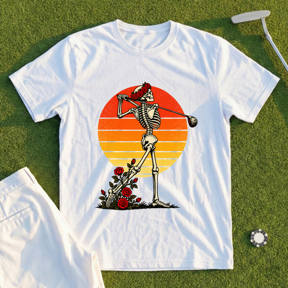 Rose Skeleton Follow Through Sunset Tee