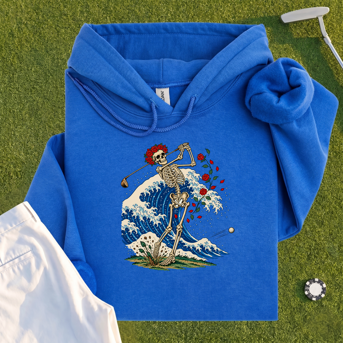 Rose Skeleton Great Wave Hoodie