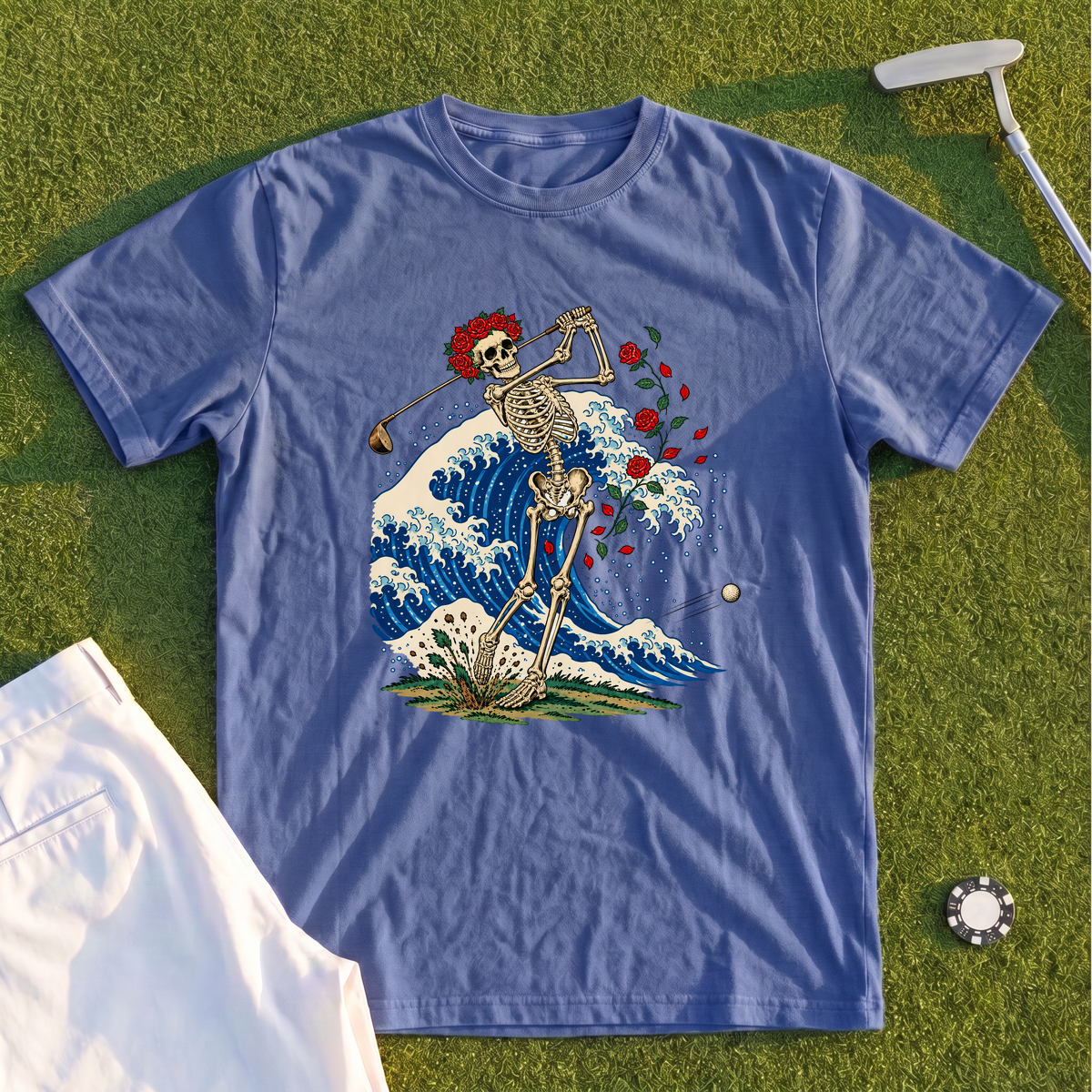 Rose Skeleton Great Wave Premium Tee