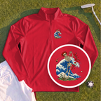 Rose Skeleton Great Wave Quarter Zip